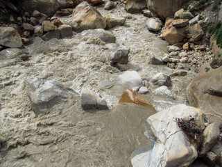 A river flowing rapidly through a gorge