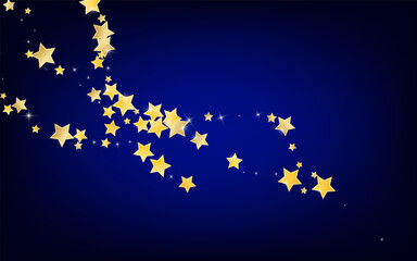 Yellow Elegant Stars Vector Blue Background. Xmas 