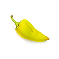 Green bell pepper is located on a white background. Isolated