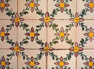 Ancient tiles pattern in Rio de Janeiro, Brazil 