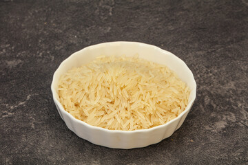 Raw basmati rice in the bowl