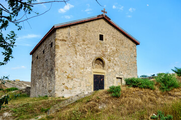 Building of medieval Greek church of St Demetrius of Thessaloniki inside Genoese fortress, Feodosia, Crimea. Built in XIV century