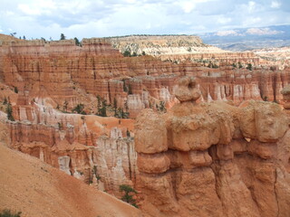 Stunning Bryce Canyon, Utah, USA. Spectacular bright orange rock formations, created by natural erosion.