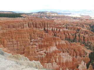 Stunning Bryce Canyon, Utah, USA. Spectacular bright orange rock formations, created by natural erosion.