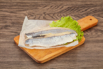 Herring fillet with salad leaves