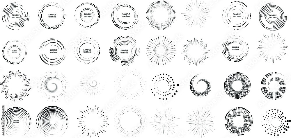 Poster halftone dots in circle form. round logo . vector dotted frame . design element