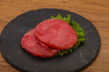 Raw tuna steak for grill