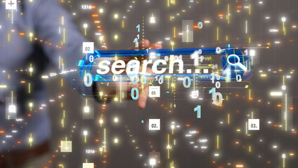 Fototapeta na wymiar digital search bar engine touch digital 3d concept