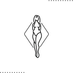 diamond body shape vector icon in outline