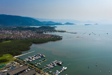 boats in the port of Paraty seen from above, Rio de Janeiro, Brazil