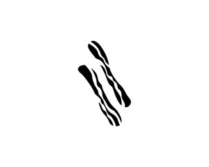 Black silhouette of bacon slices, vector icon 