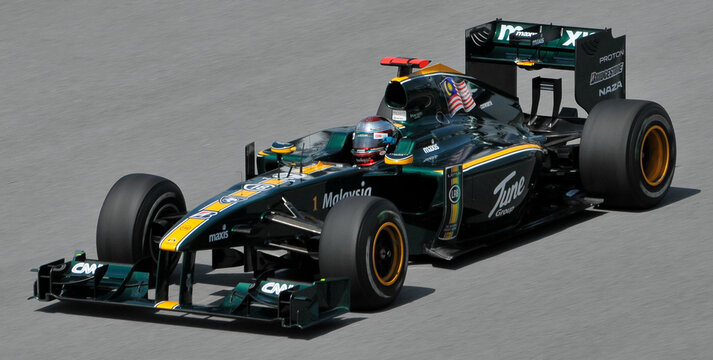 Lotus Racing during the first practice session at the Sepang F1 circuit in Sepang.