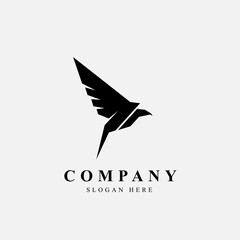 Logo design template, with a black fast bird geometric icon
