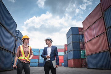 Container Shipping Logistics Engineering of Import/Export Transportation Industry, Transport...