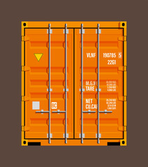 Flat side door view shipping cargo 20 foot container delivery. Large metal 20 ft containers for transportation. Delivery of cargo shipping. illustration