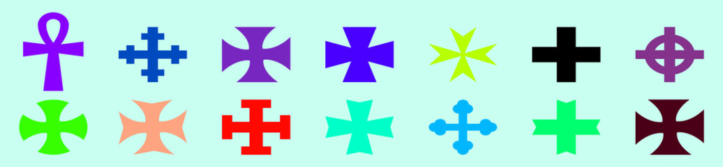 set of maltese cross cartoon icon design template with various models. vector illustration isolated on blue background