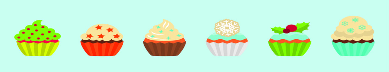set of cupcake cartoon icon design template with various models. vector illustration isolated on blue background