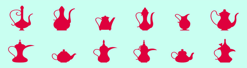 set of teapot cartoon icon design template with various models. vector illustration isolated on blue background