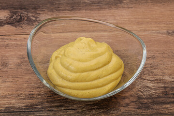 Dijon mustard sauce in the bowl