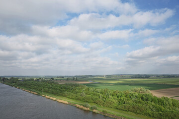 Beautiful countryside landscape with fields and small river near Kiel - Schleswig-Holstein - Germany