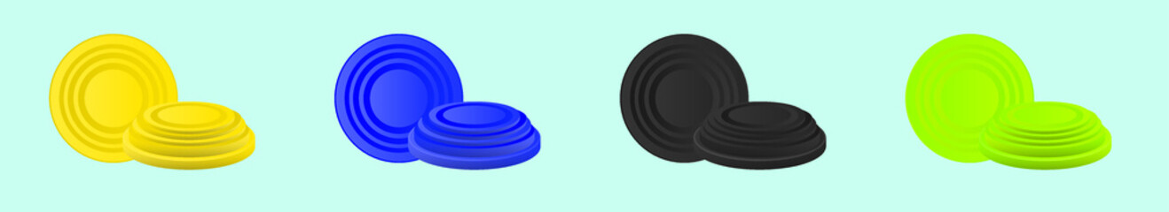 clay target for shooting cartoon icon design template with various models. vector illustration isolated on blue background