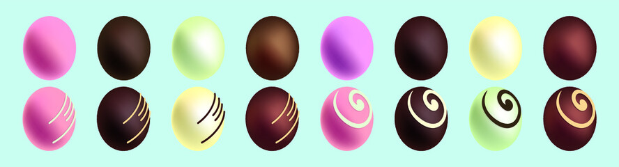 set of chocolate candies cartoon icon design template with various models. vector illustration isolated on blue background