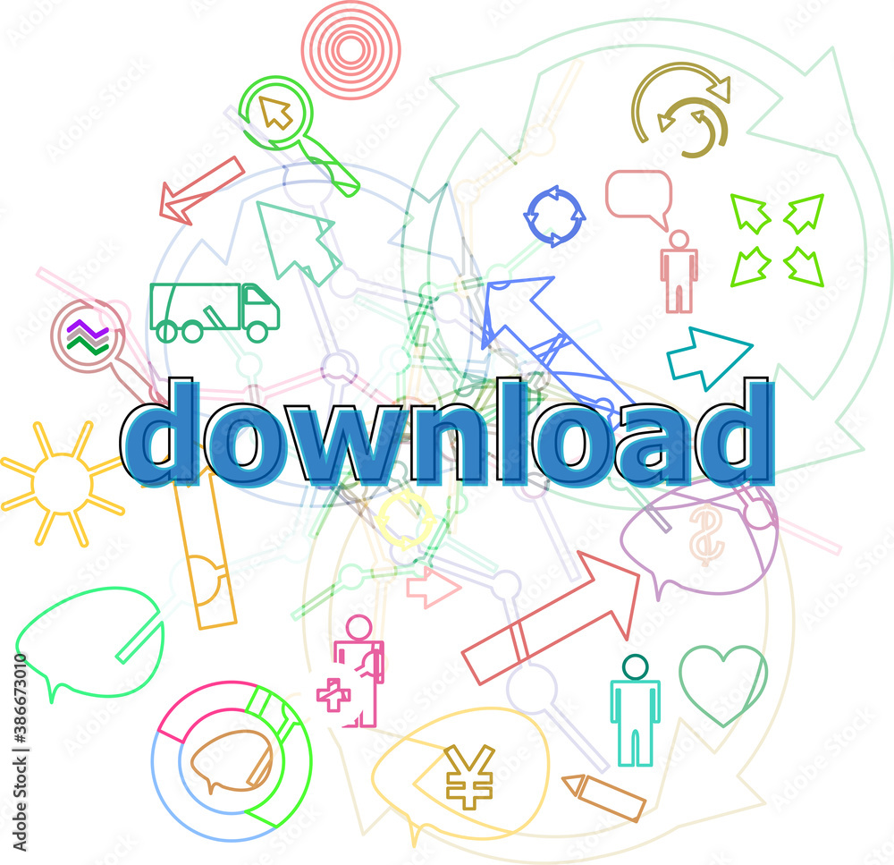 Poster text download. web design concept . simple infographics thin line icons set