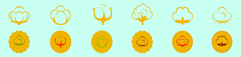 Obraz premium set of cotton flower cartoon design template with various models. vector illustration isolated on blue background