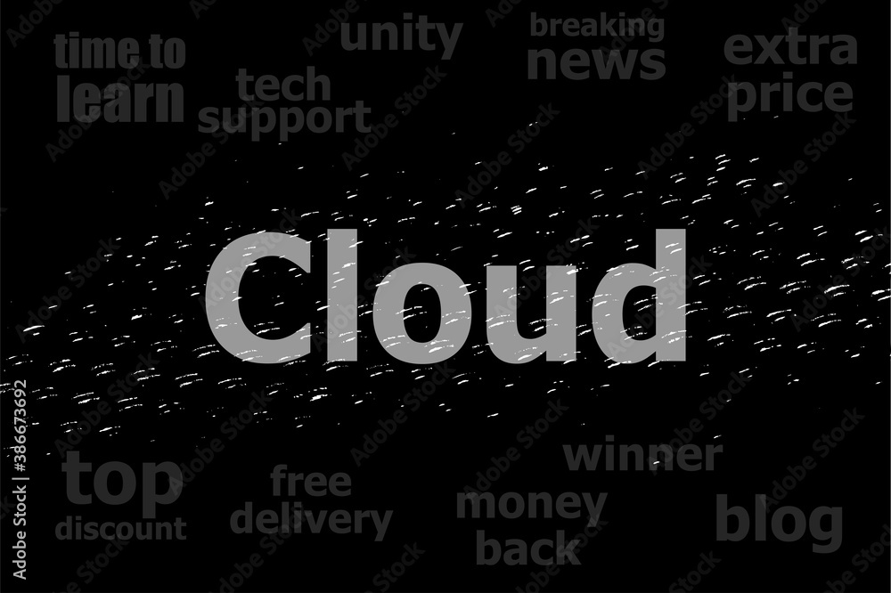 Poster text cloud. web design concept . black and white abstract background