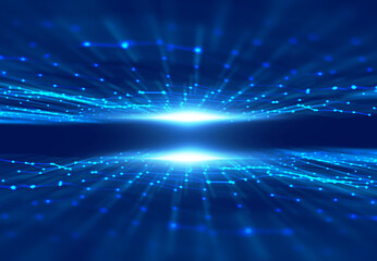 digital landscape with technology elements 3d illustration