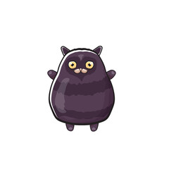 cute black halloween cat isolated on white background. Cartoon happy black witch kitten with big eyes