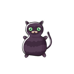 cute black halloween cat isolated on white background. Cartoon happy black witch kitten with big eyes
