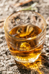 close-up of whiskey in a glass