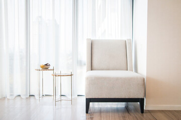 Small chair in a  minimalism house 