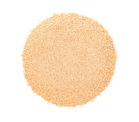 Amaranth seeds isolated on white background. Organic dry raw amaranth beans. Top view.