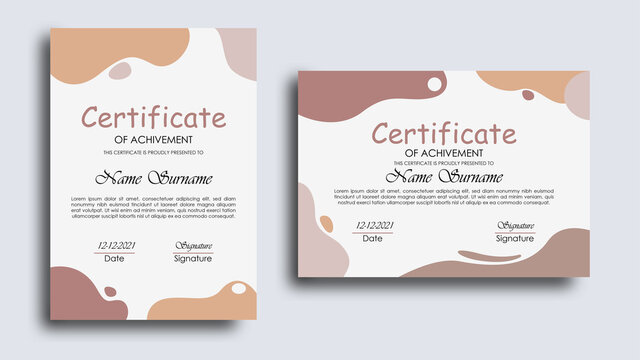 Unique certificate with pastel brown color combination
