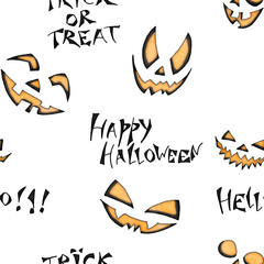 Happy Halloween seamless pattern for background in hand drawing style