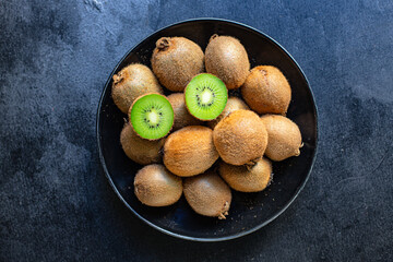 fresh kiwi fruit ripe and juicy meal on the table tasty serving size portion top view copy space for text food background rustic keto or paleo diet