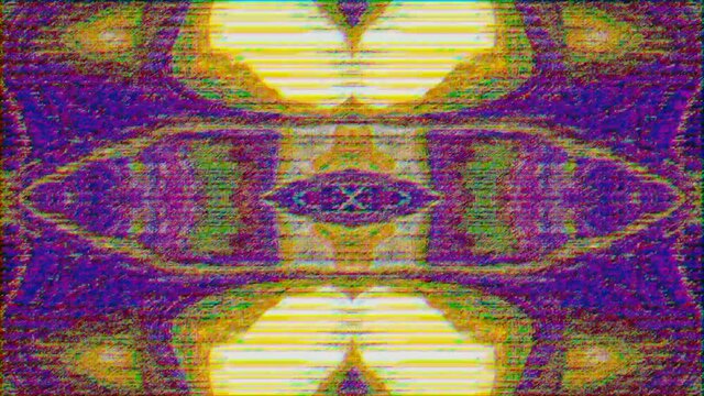 Premium polychrome background. Old damaged computer effect, Digital animation. 