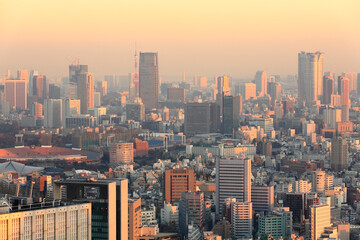 Obraz premium 港区方面ビル群夕景