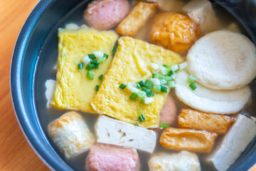 Fish cake soup with pretty colors