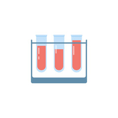 Medical test tubes with blood components. Collection of blood for testing for viruses. Vector illustration in flat style isolated on a white background