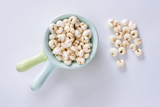 Chinese herbal Food - A pile of Coix Seeds or Semen Coicis (Stir-fried)