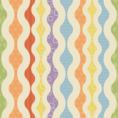 bright retro seamless pattern with various shapes