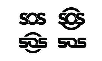 set collection sos black with circle  logo icon design vector - obrazy, fototapety, plakaty