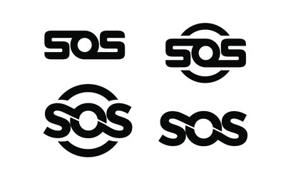 set collection sos black with circle  logo icon design vector