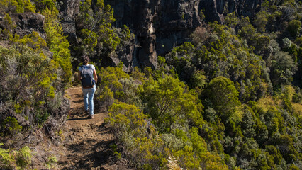 Fototapeta na wymiar Woman trekking in the mountains