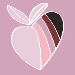 Chocolate heart-shaped strawberry on pink background