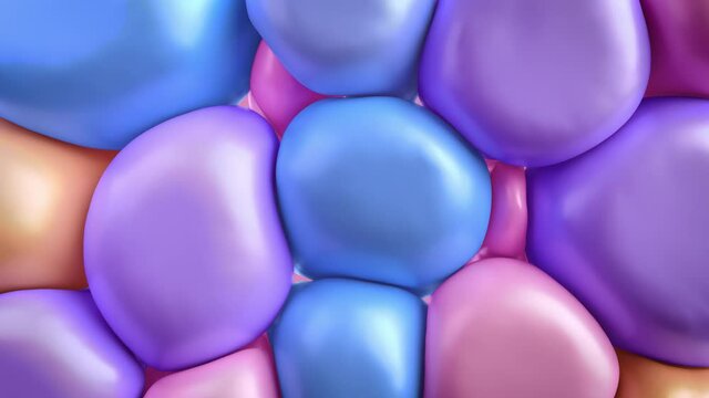 Abstract, colorful, soft shapes, seamless loop animation. 3d render