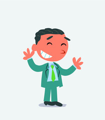 Very pleased cartoon character of businessman